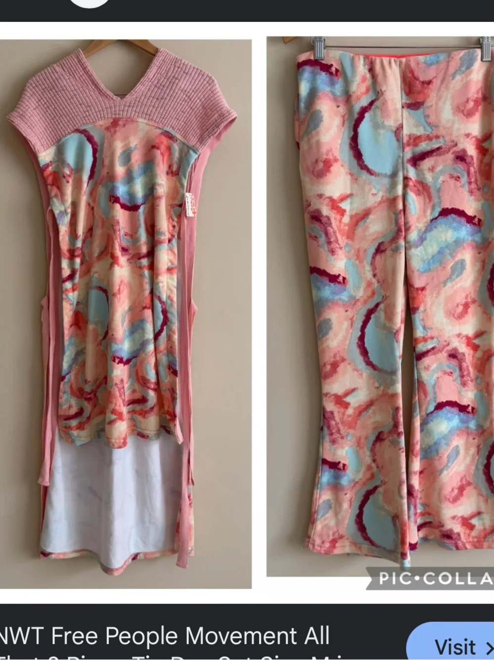 Free People Marble Tie-Dye Two-Piece Set in Pink, Coral & Aqua